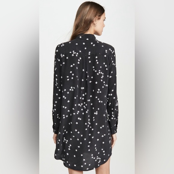 Equipment Femme 100% Silk Shirt Dress Button Down Stars Celestial Starry Night M - Picture 10 of 10